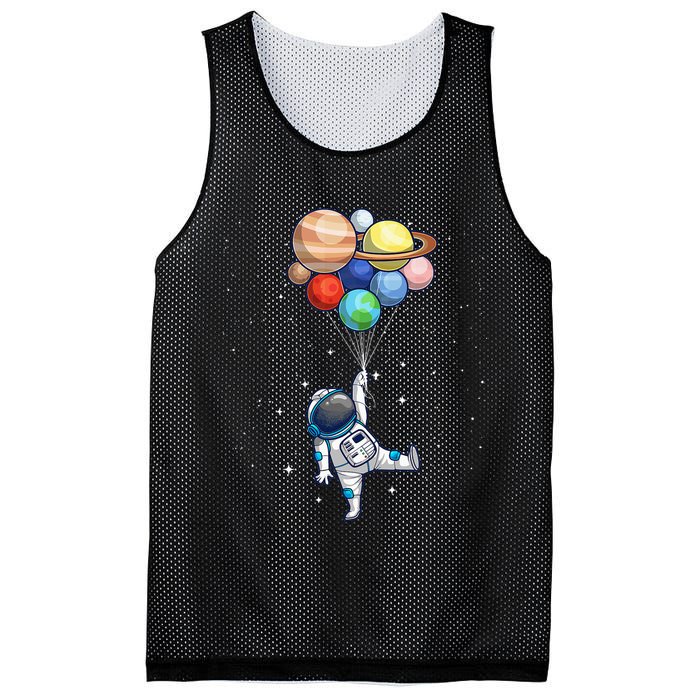 Funny Astronaut With Planets In Hand Mesh Reversible Basketball Jersey Tank