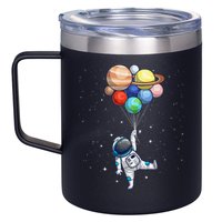 Funny Astronaut With Planets In Hand 12oz Stainless Steel Coffee Mug