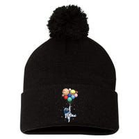 Funny Astronaut With Planets In Hand Pom Pom 12in Knit Beanie