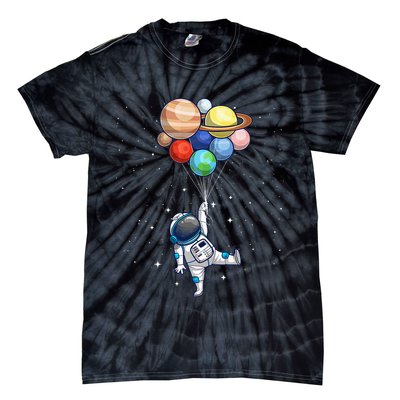 Funny Astronaut With Planets In Hand Tie-Dye T-Shirt