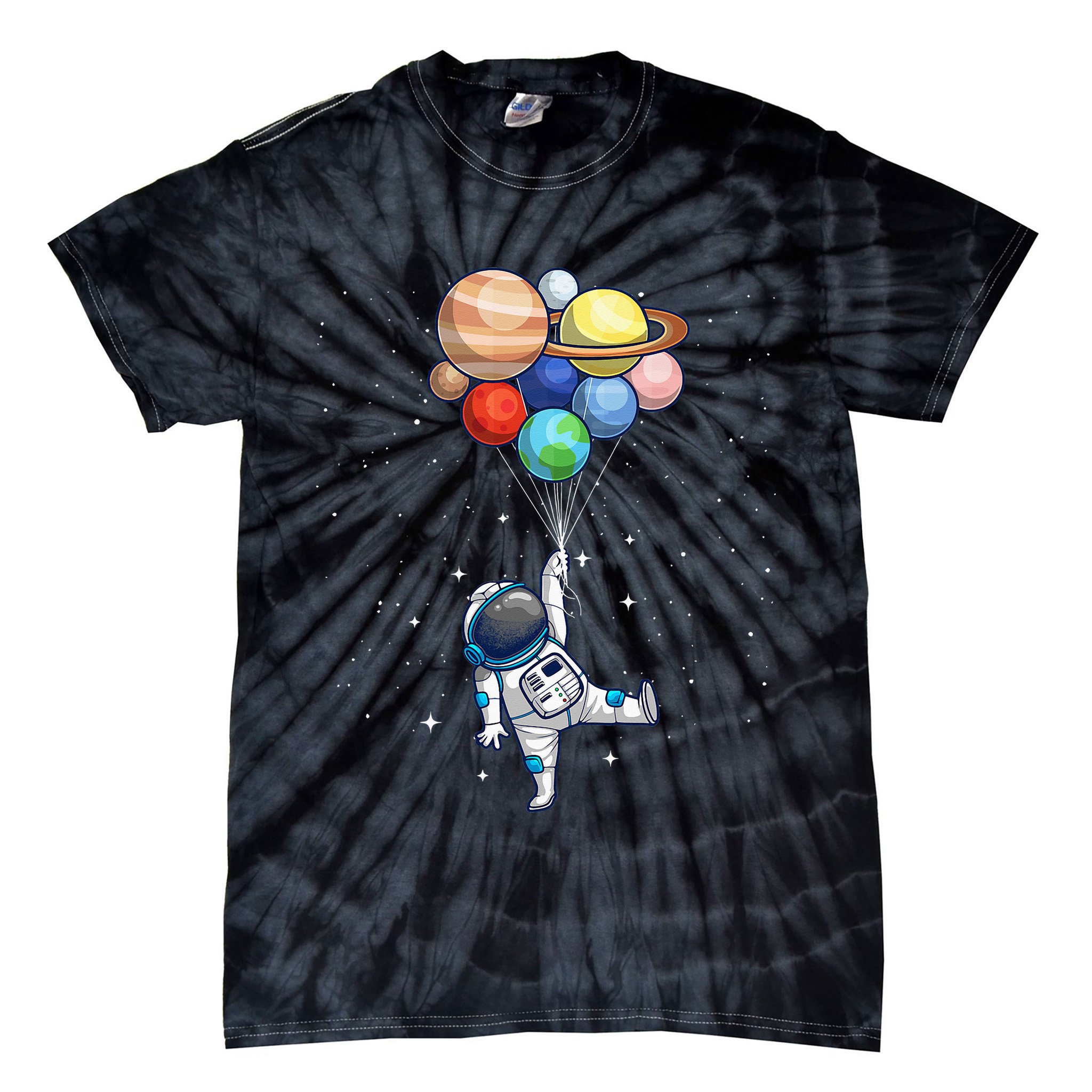 Funny Astronaut With Planets In Hand Tie-Dye T-Shirt