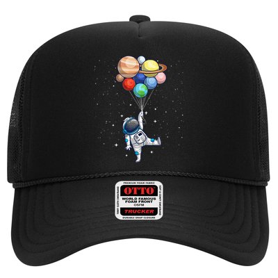 Funny Astronaut With Planets In Hand Trucker Hat