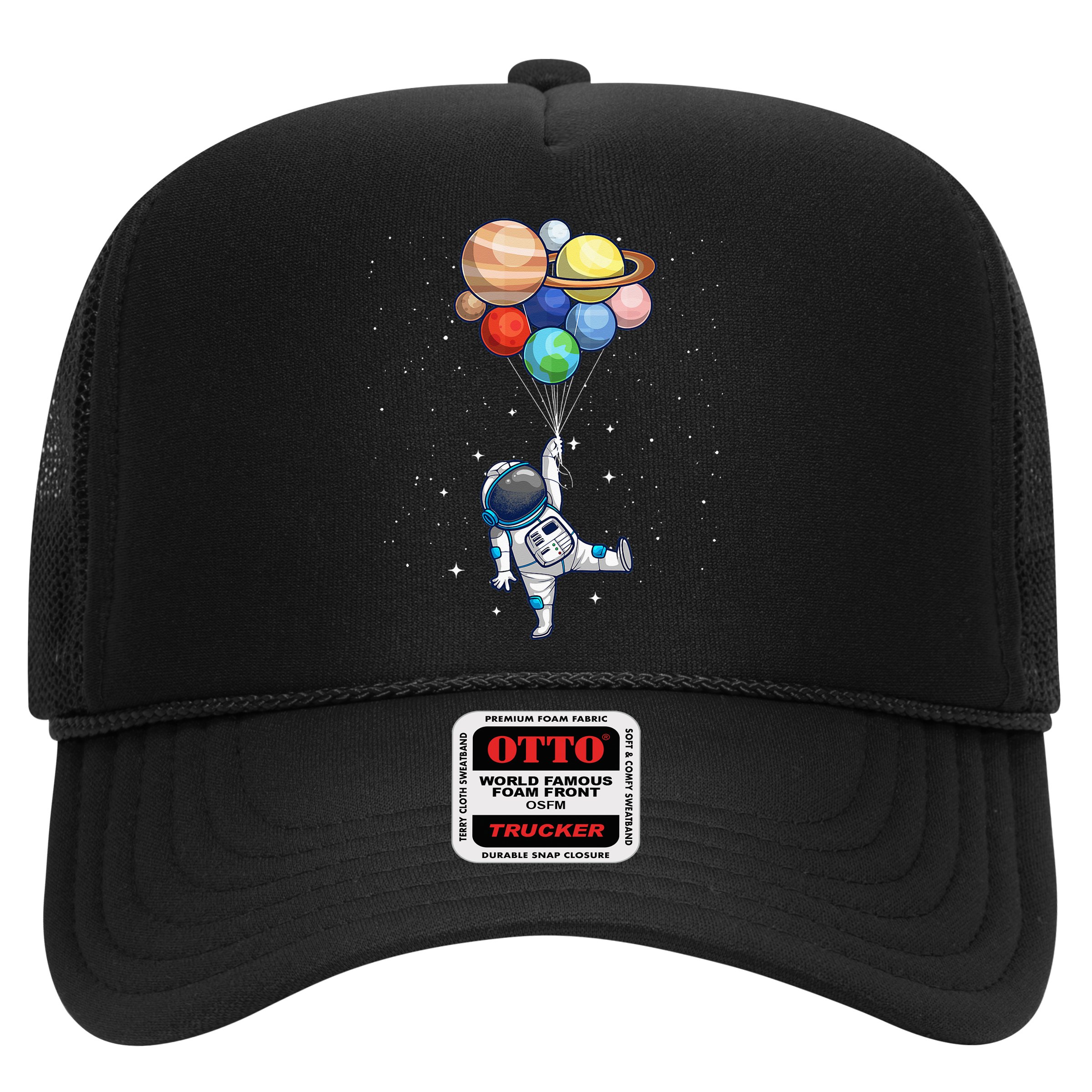 Funny Astronaut With Planets In Hand Hat