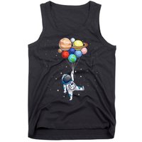 Funny Astronaut With Planets In Hand Tank Top