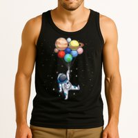Funny Astronaut With Planets In Hand Tank Top
