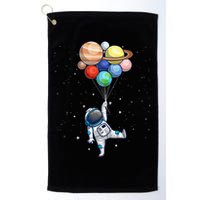 Funny Astronaut With Planets In Hand Golf Towel