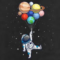 Funny Astronaut With Planets In Hand Golf Towel