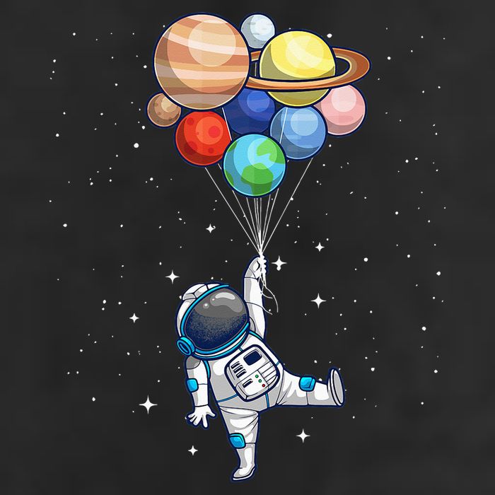 Funny Astronaut With Planets In Hand Golf Towel