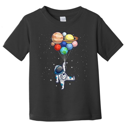 Funny Astronaut With Planets In Hand Toddler T-Shirt