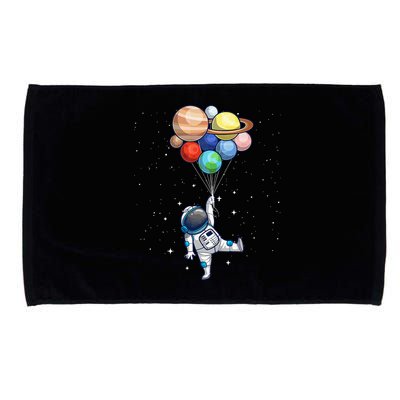 Funny Astronaut With Planets In Hand Microfiber Hand Towel