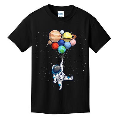 Funny Astronaut With Planets In Hand Kids T-Shirt