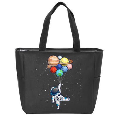 Funny Astronaut With Planets In Hand Zip Tote Bag