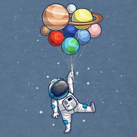 Funny Astronaut With Planets In Hand Garment-Dyed Sweatshirt