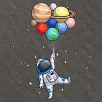 Funny Astronaut With Planets In Hand Cotton Canvas Backpack