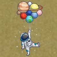 Funny Astronaut With Planets In Hand Garment-Dyed Women's Muscle Tee