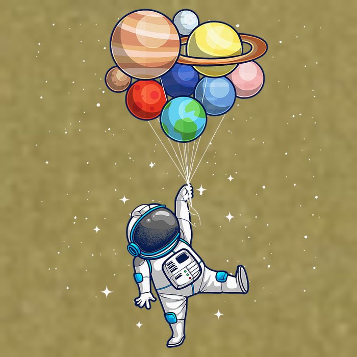 Funny Astronaut With Planets In Hand Garment-Dyed Women's Muscle Tee