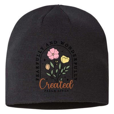 Fearfully And Wonderfully Christian Floral Sustainable Beanie