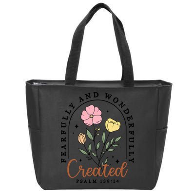 Fearfully And Wonderfully Christian Floral Zip Tote Bag