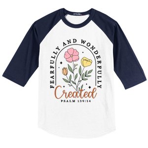 Fearfully And Wonderfully Christian Floral Baseball Sleeve Shirt