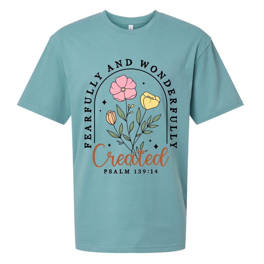 Fearfully And Wonderfully Christian Floral Sueded Cloud Jersey T-Shirt