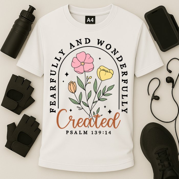 Fearfully And Wonderfully Christian Floral Cooling Performance Crew T-Shirt