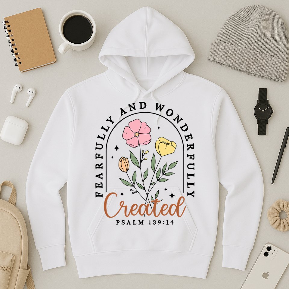 Fearfully And Wonderfully Christian Floral Hoodie