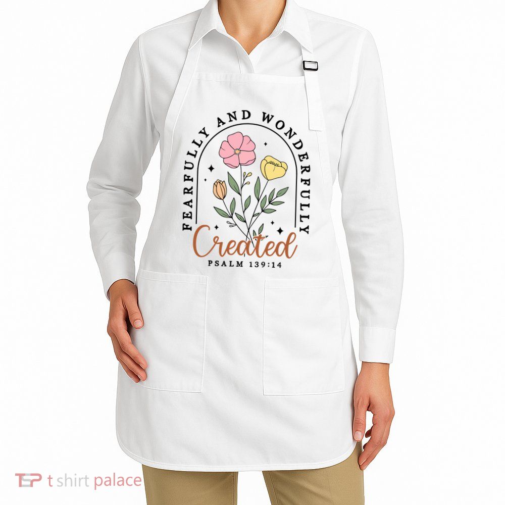 Fearfully And Wonderfully Christian Floral Apron