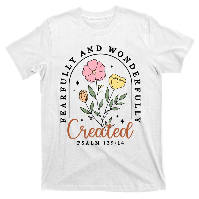 Fearfully And Wonderfully Christian Floral T-Shirt