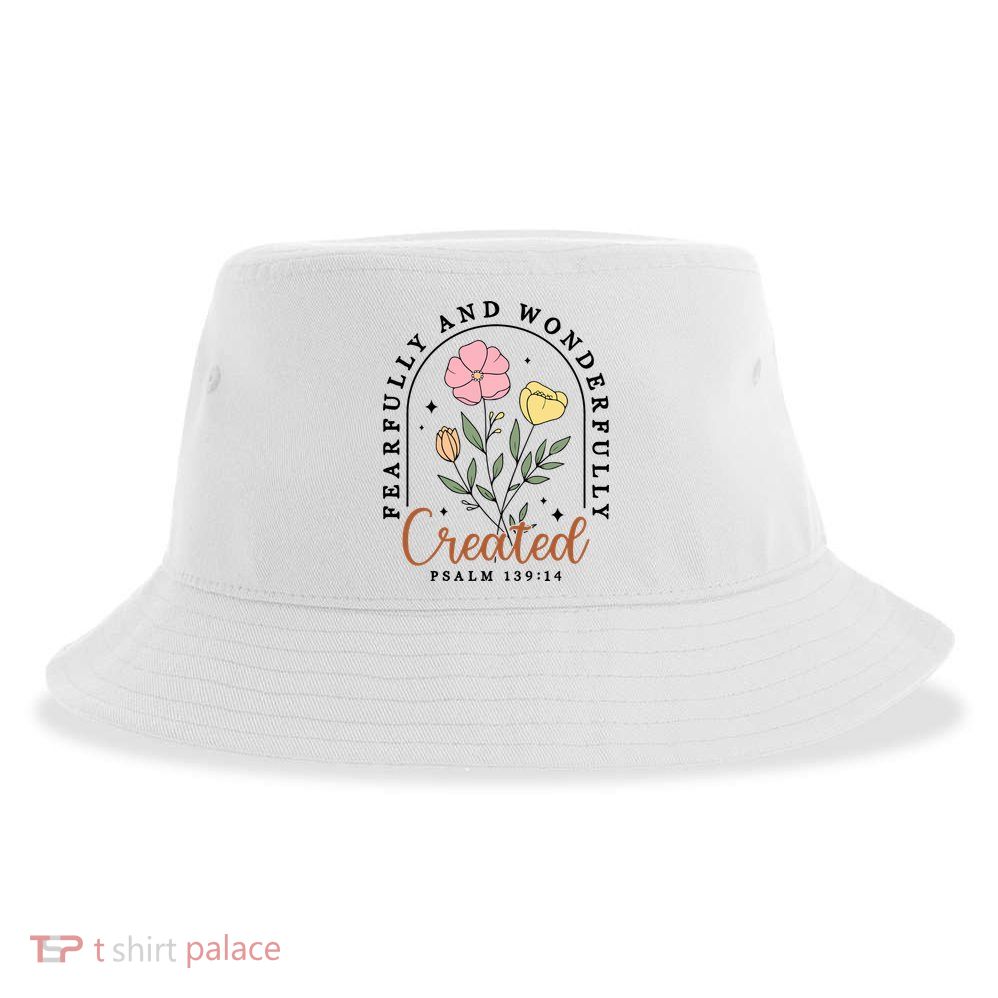 Fearfully And Wonderfully Christian Floral Sustainable Bucket Hat