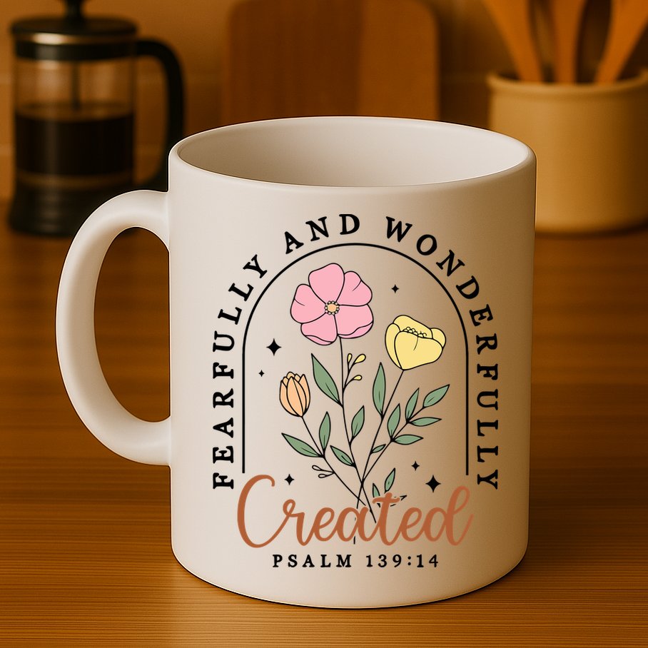 Fearfully And Wonderfully Christian Floral Mug