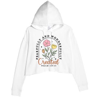 Fearfully And Wonderfully Christian Floral Crop Fleece Hoodie