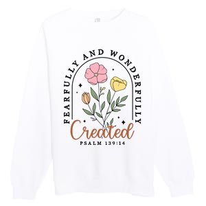 Fearfully And Wonderfully Christian Floral Premium Crewneck Sweatshirt