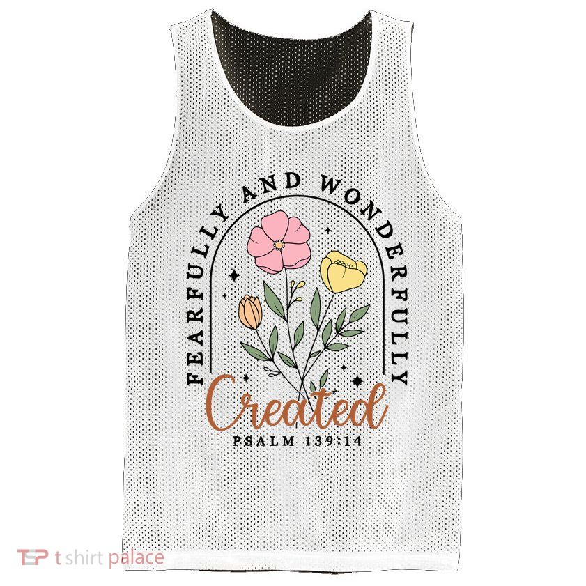 Fearfully And Wonderfully Christian Floral Mesh Reversible Basketball Jersey Tank