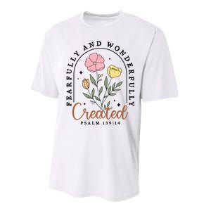 Fearfully And Wonderfully Christian Floral Performance Sprint T-Shirt