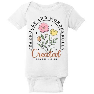 Fearfully And Wonderfully Christian Floral Baby Bodysuit