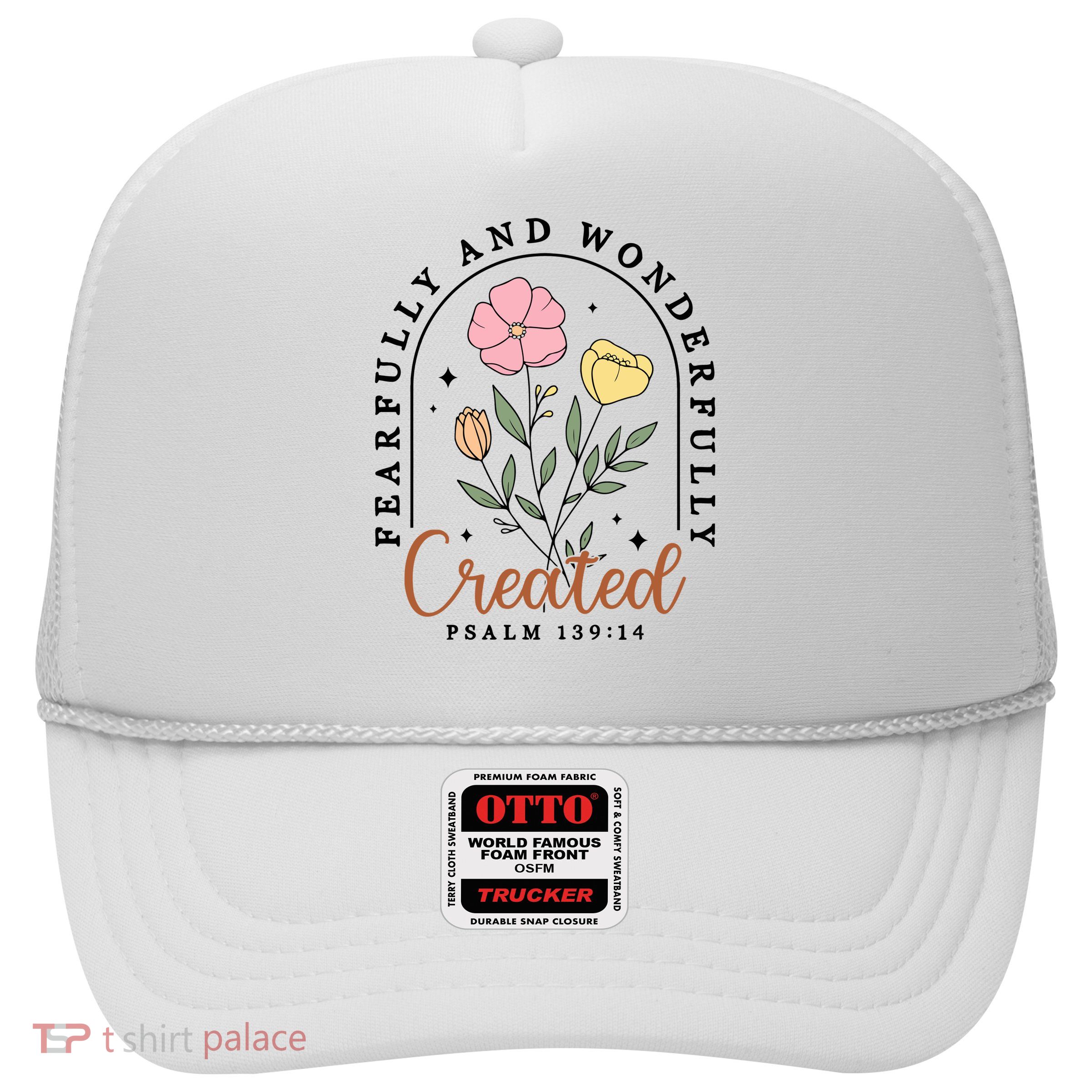 Fearfully And Wonderfully Christian Floral Trucker Hat