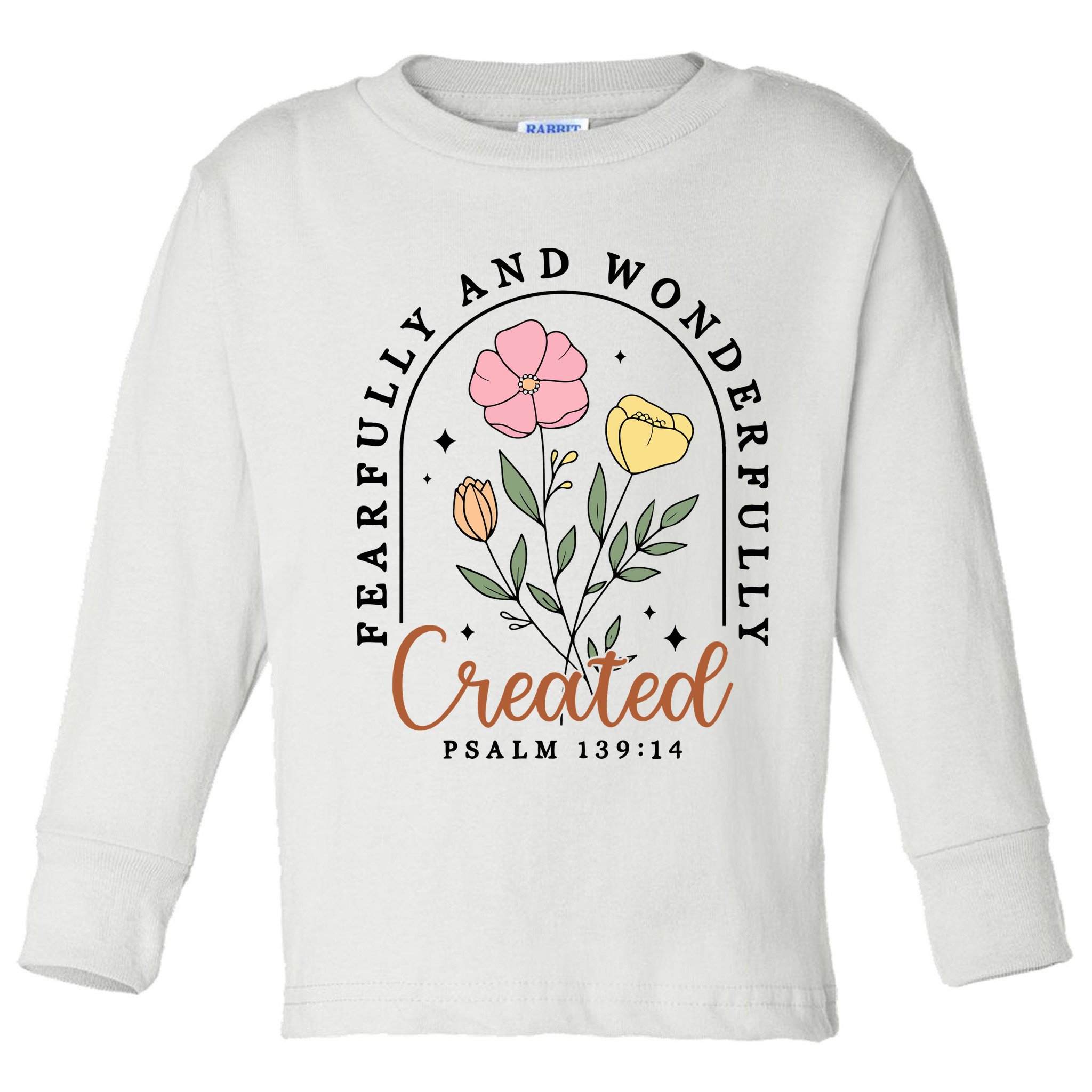 Fearfully And Wonderfully Christian Floral Toddler Long Sleeve Shirt