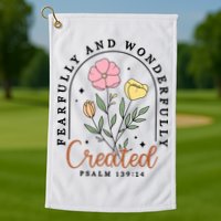 Fearfully And Wonderfully Christian Floral Golf Towel