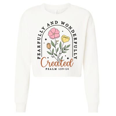 Fearfully And Wonderfully Christian Floral Cropped Pullover Crew