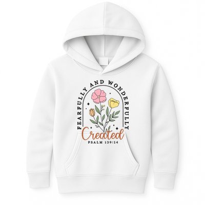 Fearfully And Wonderfully Christian Floral Kids Hoodie