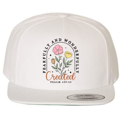 Fearfully And Wonderfully Christian Floral Wool Snapback Cap