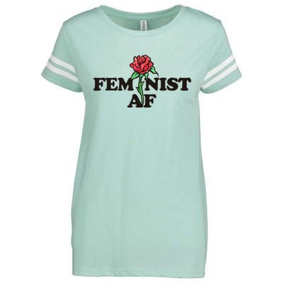 Feminist Af Watercolor Red Rose Art Great Gift Enza Ladies Jersey Football T-Shirt