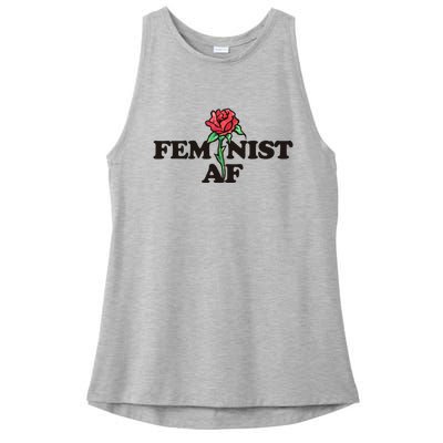 Feminist Af Watercolor Red Rose Art Great Gift Ladies PosiCharge Tri-Blend Wicking Tank