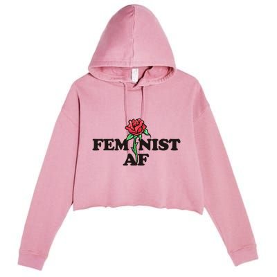 Feminist Af Watercolor Red Rose Art Great Gift Crop Fleece Hoodie