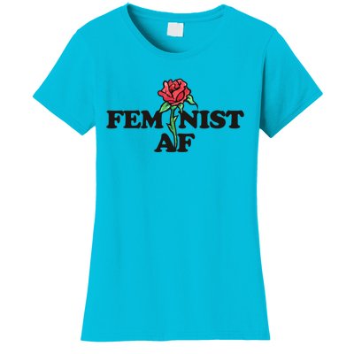 Feminist Af Watercolor Red Rose Art Great Gift Women's T-Shirt