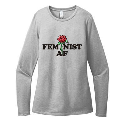 Feminist Af Watercolor Red Rose Art Great Gift Womens CVC Long Sleeve Shirt