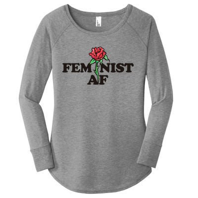 Feminist Af Watercolor Red Rose Art Great Gift Women's Perfect Tri Tunic Long Sleeve Shirt