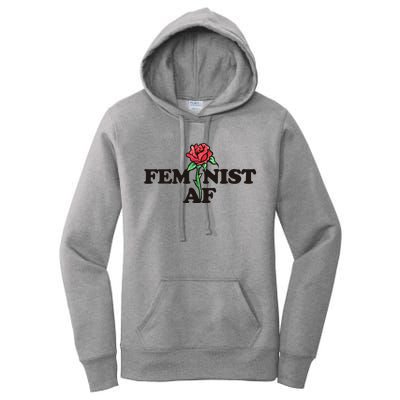 Feminist Af Watercolor Red Rose Art Great Gift Women's Pullover Hoodie