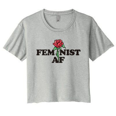 Feminist Af Watercolor Red Rose Art Great Gift Women's Crop Top Tee