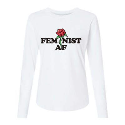 Feminist Af Watercolor Red Rose Art Great Gift Womens Cotton Relaxed Long Sleeve T-Shirt